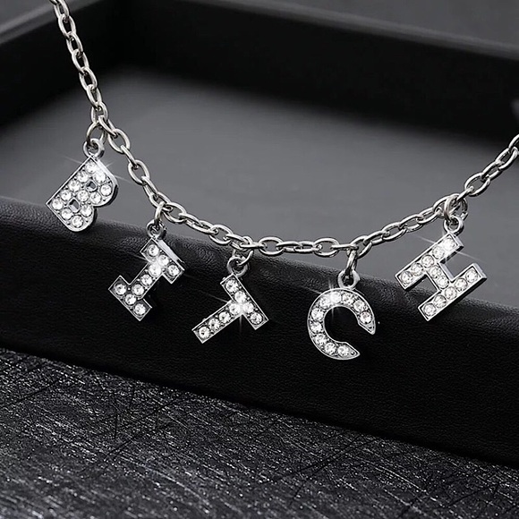 Silver B**** crystal necklace - Picture 3 of 8